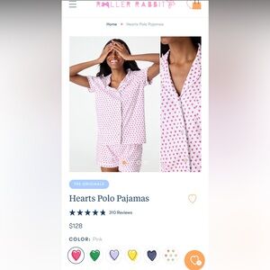 Pink heart roller rabbit pajama set